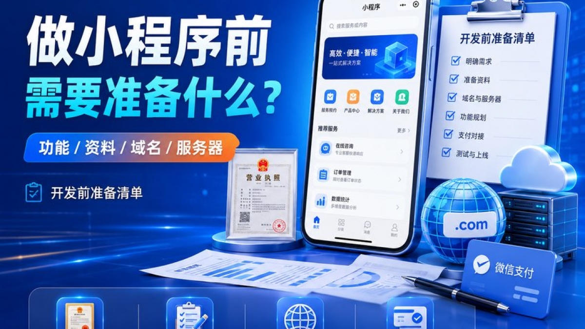 小程序开发前需要准备哪些资料？功能、营业执照、域名和服务器怎么准备？