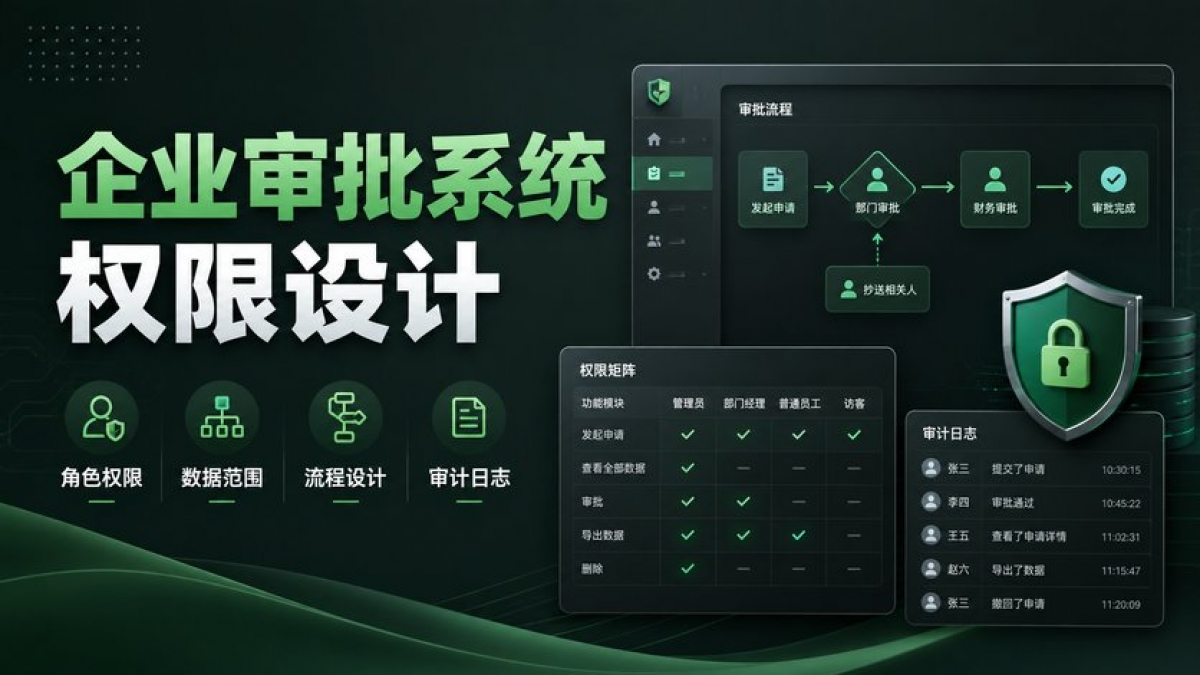 企业审批系统权限怎么设计？角色、数据范围、流程和审计日志怎么规划