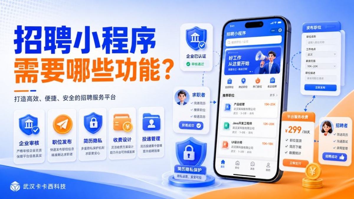 招聘小程序需要哪些功能？企业审核、职位发布、简历隐私和收费怎么设计