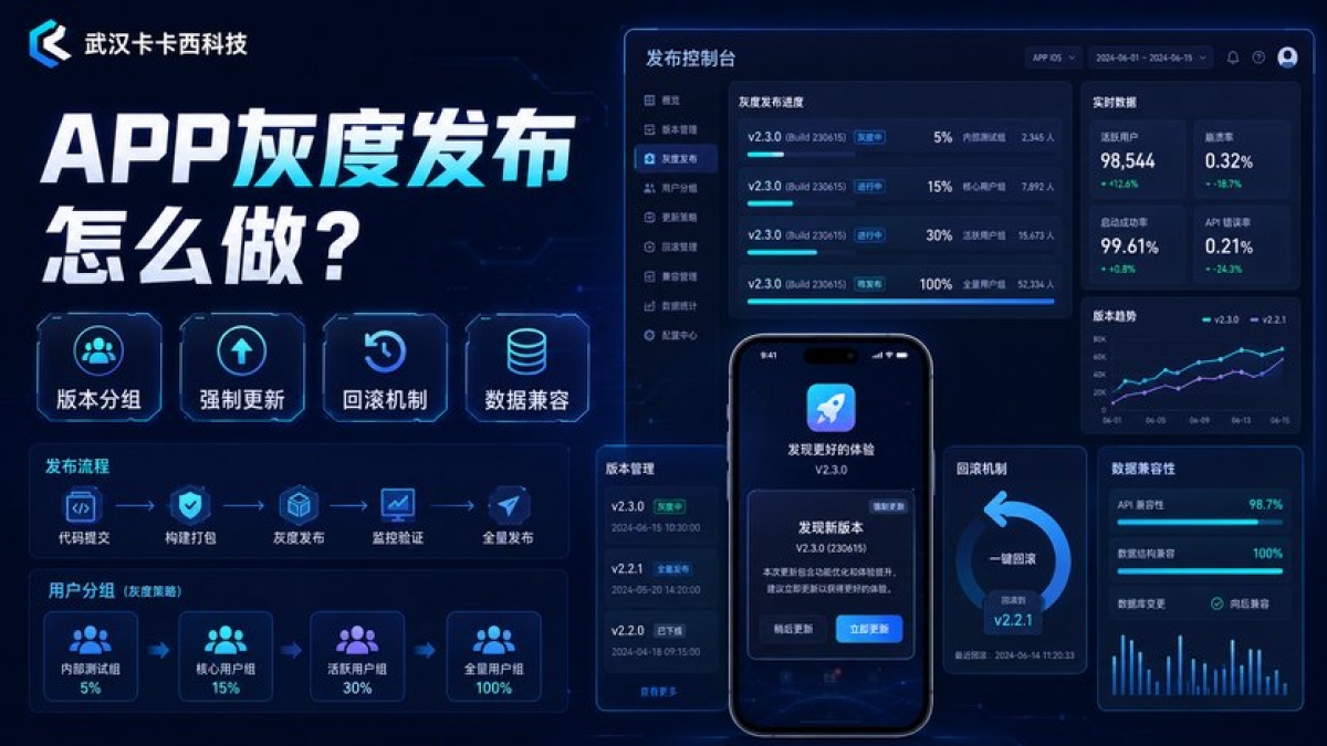 APP灰度发布怎么做？版本分组、强制更新、回滚和数据兼容如何安排