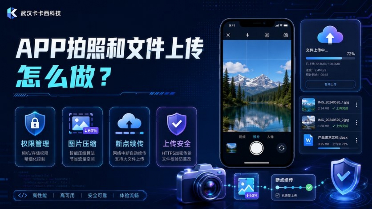 APP拍照和文件上传怎么做？权限、压缩、断点续传和安全如何设计