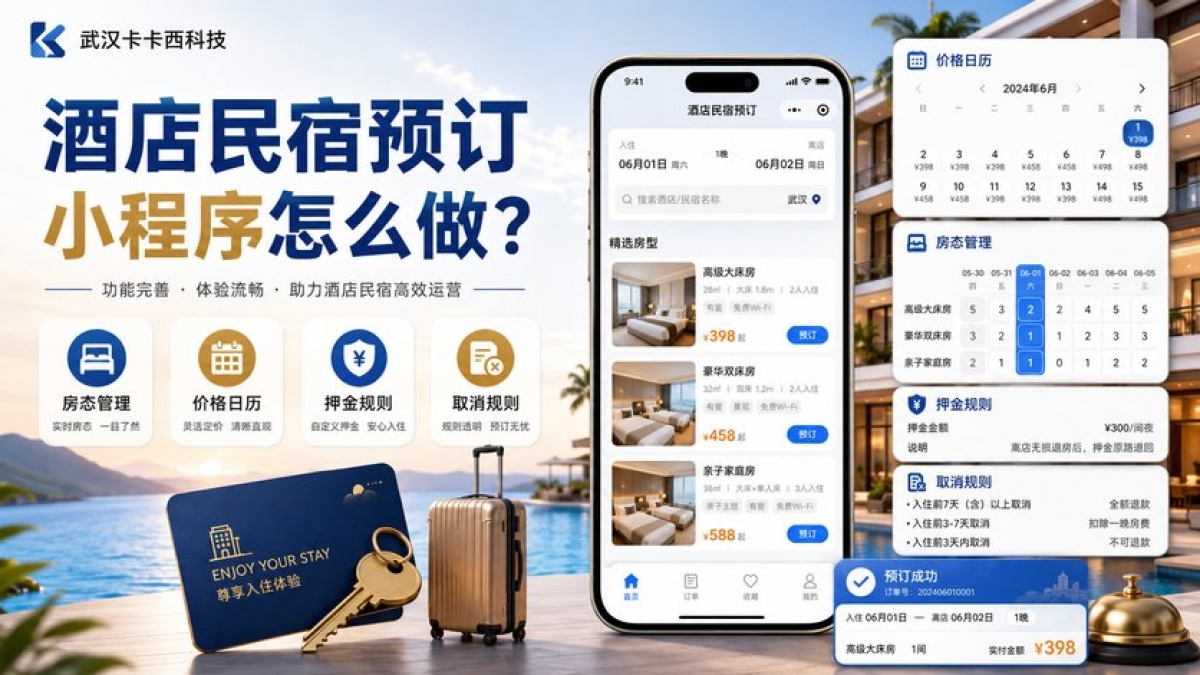酒店民宿预订小程序怎么做？房态、价格日历、押金和取消规则怎么设计