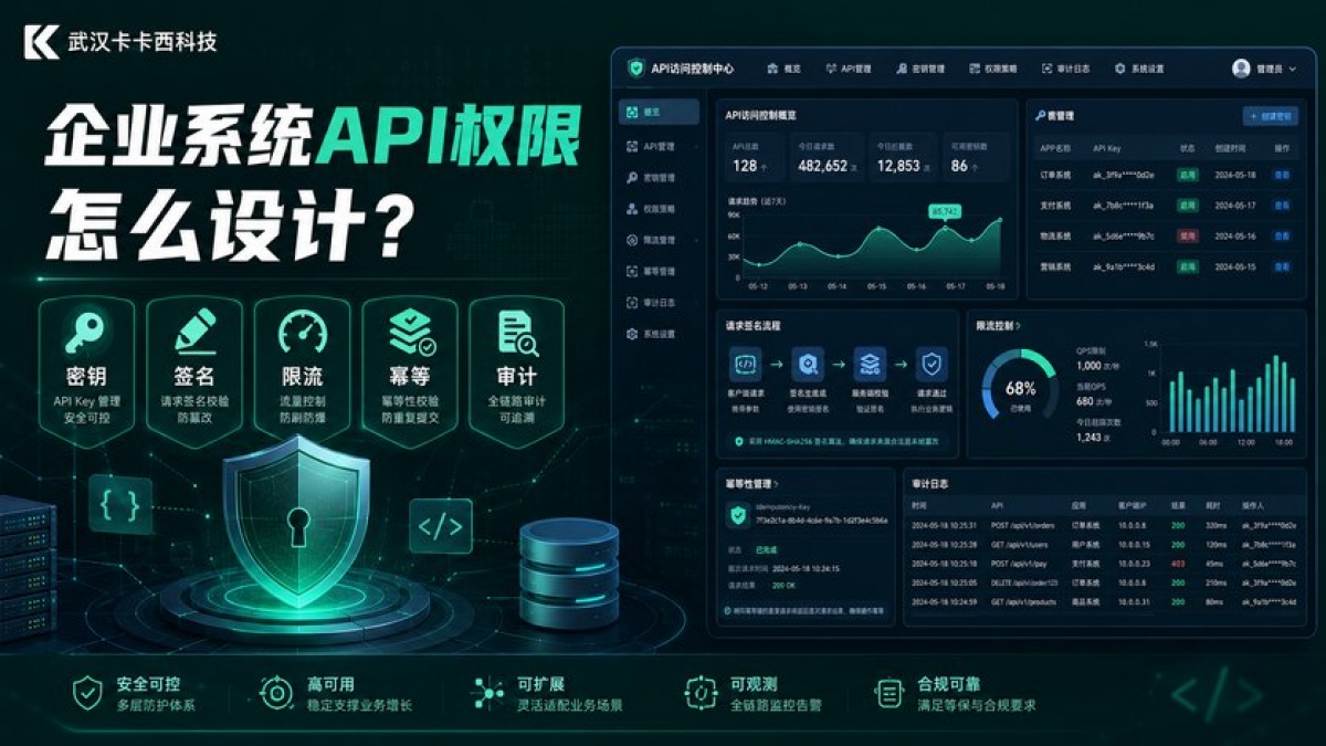 企业系统API权限怎么设计？密钥、签名、限流、幂等和审计怎么做
