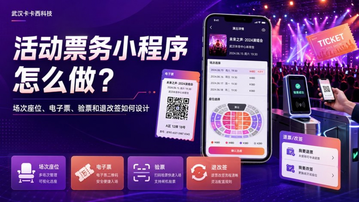 活动票务小程序怎么做？场次座位、电子票、验票和退改签如何设计