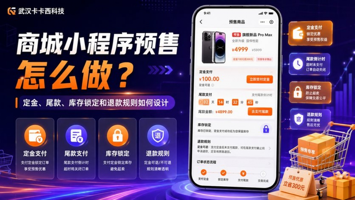 商城小程序预售怎么做？定金、尾款、库存锁定和退款规则如何设计