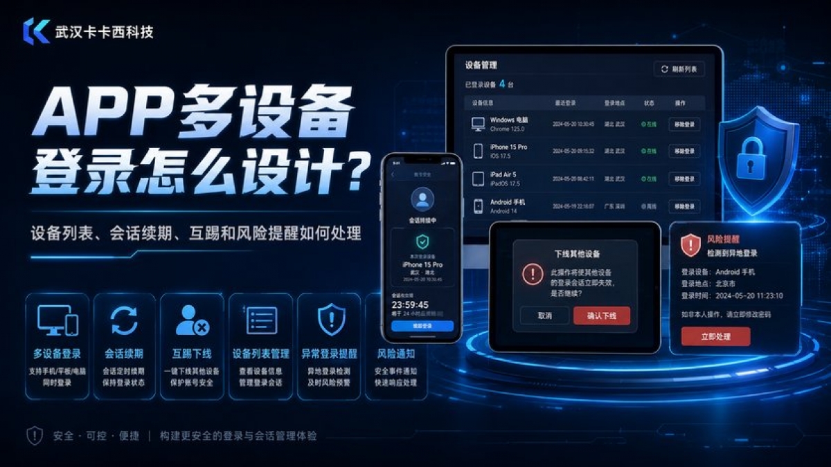 APP多设备登录怎么设计？设备列表、会话续期、互踢和风险提醒如何处理