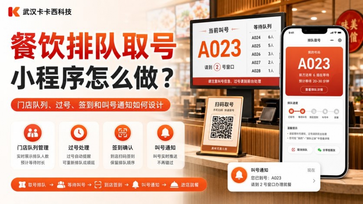 餐饮排队取号小程序怎么做？门店队列、过号、签到和叫号通知如何设计