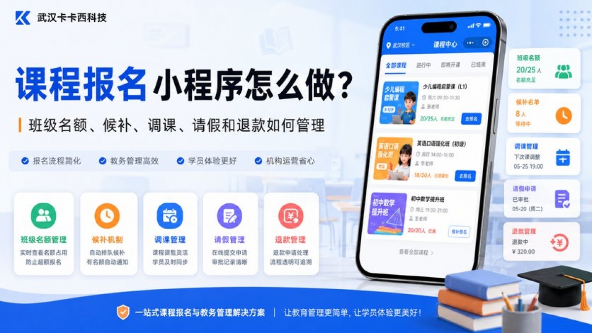 课程报名小程序怎么做？班级名额、候补、调课、请假和退款如何管理