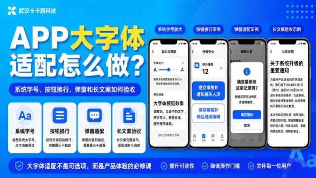 APP大字体适配怎么做？系统字号、按钮换行、弹窗和长文案如何验收