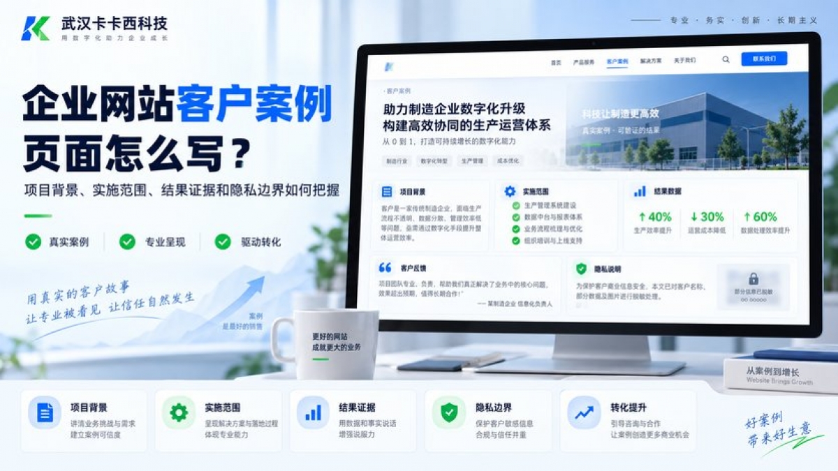 企业网站客户案例页面怎么写？项目背景、实施范围、结果证据和隐私边界如何把握