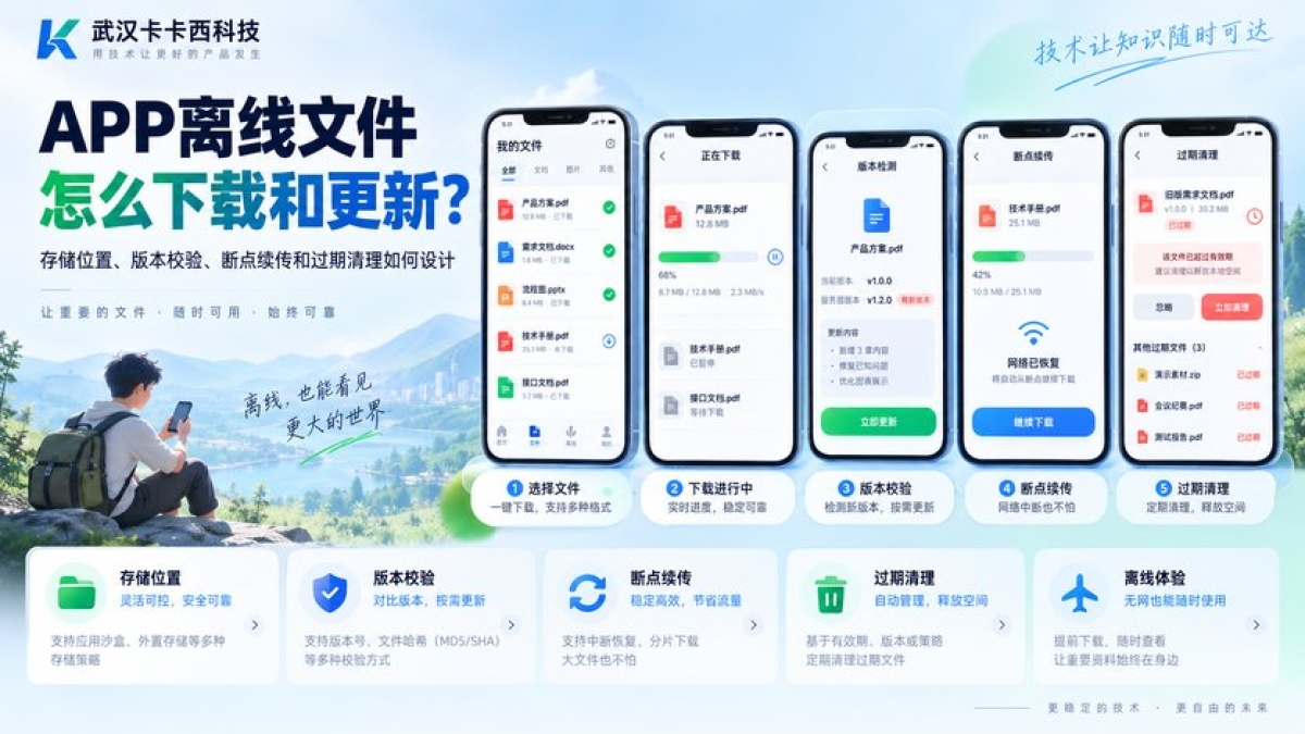 APP离线文件怎么下载和更新？存储位置、版本校验、断点续传和过期清理如何设计