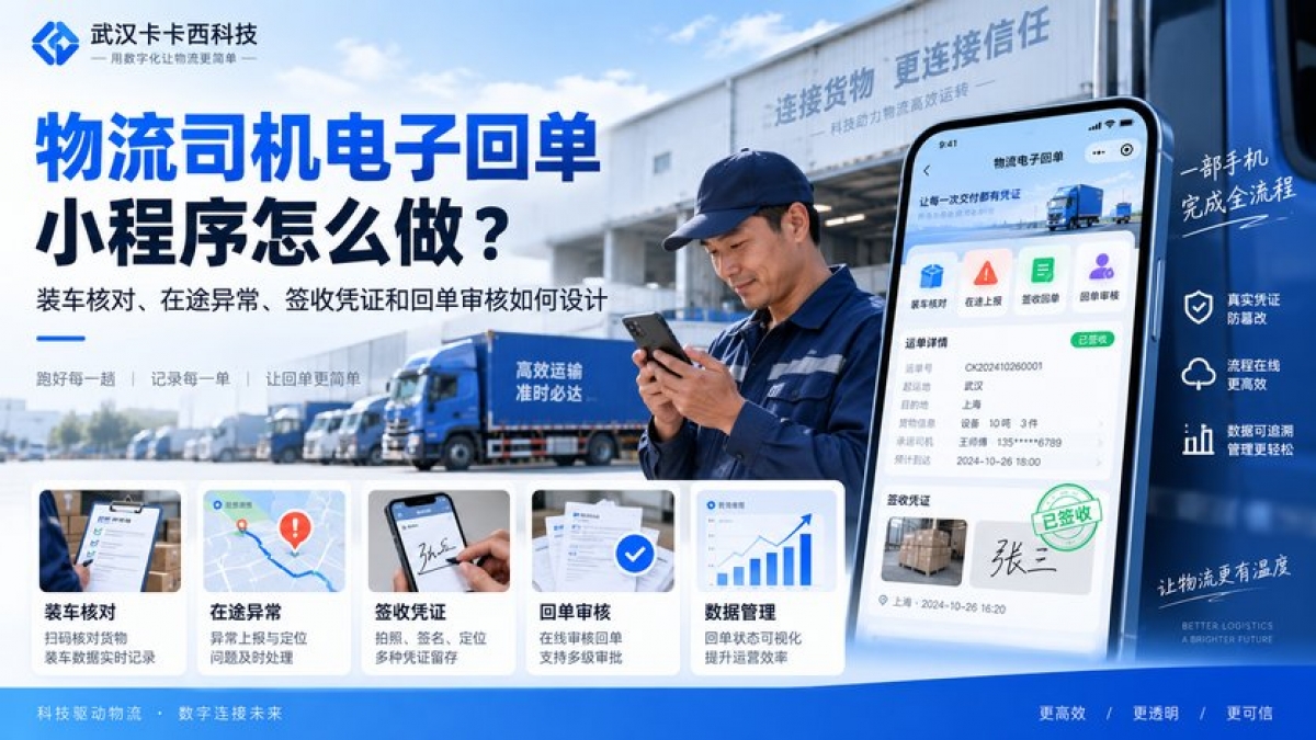 物流司机电子回单小程序怎么做？装车核对、在途异常、签收凭证和回单审核如何设计