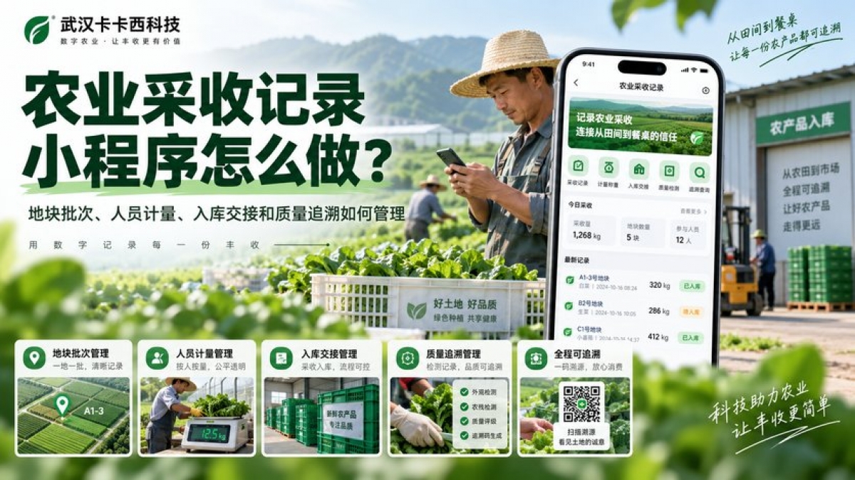 农业采收记录小程序怎么做？地块批次、人员计量、入库交接和质量追溯如何管理