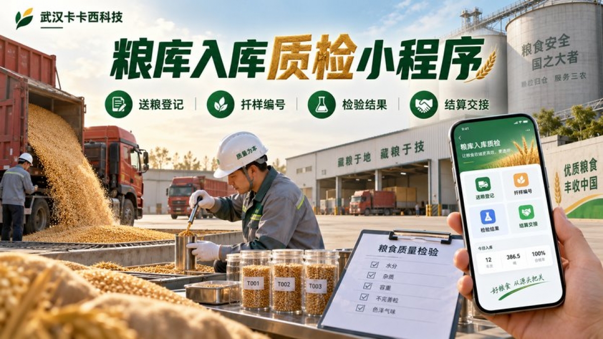 粮库入库质检小程序怎么做？送粮登记、扦样编号、检验结果和结算交接如何管理