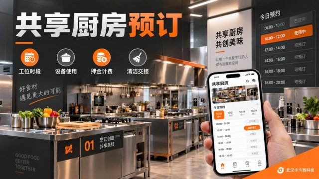 共享厨房预订小程序怎么做？工位时段、设备使用、押金计费和清洁交接如何管理