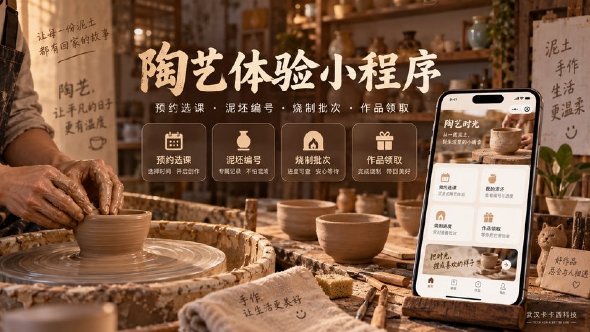 陶艺体验小程序怎么做？预约选课、泥坯编号、烧制批次和作品领取如何设计