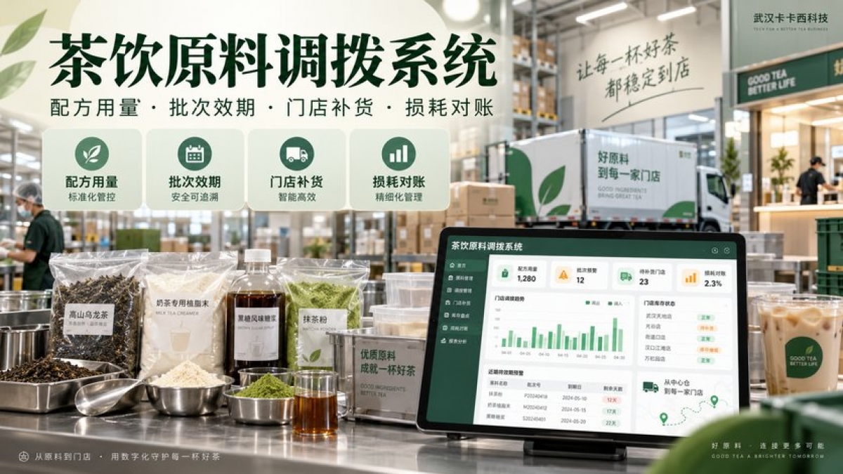 连锁茶饮原料调拨系统怎么做？配方用量、批次效期、门店补货和损耗对账如何设计