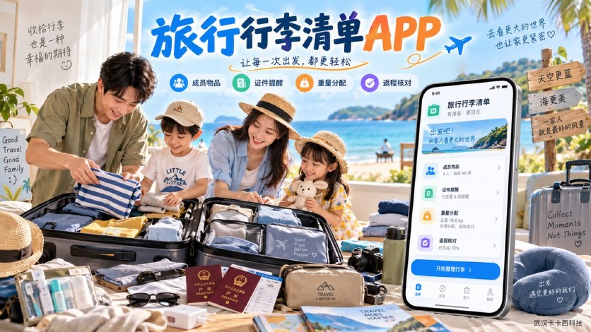 家庭旅行行李清单APP怎么做？成员物品、证件提醒、重量分配和返程核对如何设计