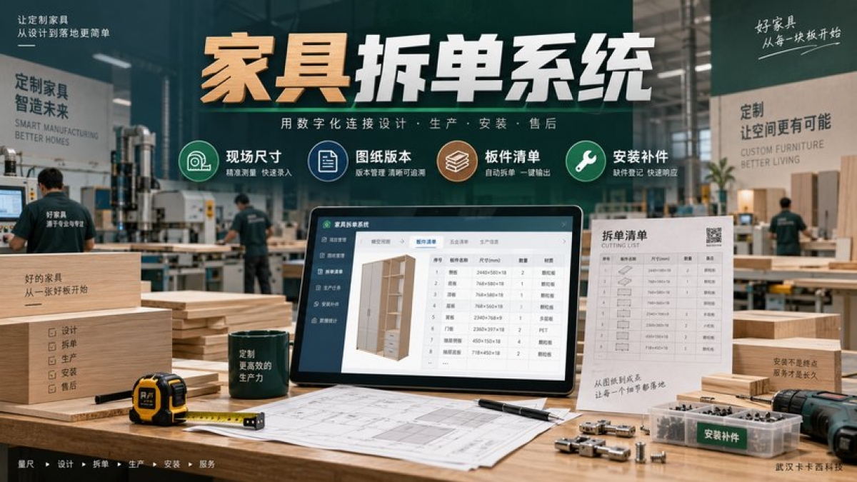 定制家具订单拆单系统怎么做？现场尺寸、图纸版本、板件清单和安装补件如何管理