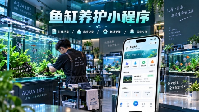 水族门店鱼缸养护小程序怎么做？缸体档案、水质记录、耗材更换和异常交接如何设计