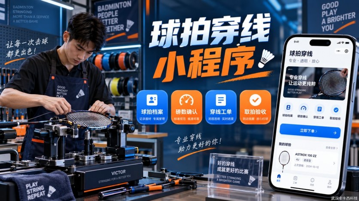羽毛球拍穿线小程序怎么做？球拍档案、磅数确认、穿线工单和取拍验收如何管理