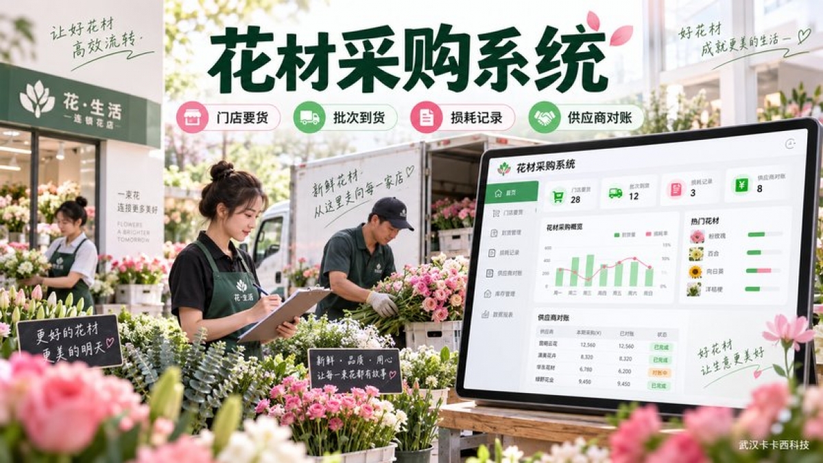 连锁花店花材采购系统怎么做？门店要货、批次到货、损耗记录和供应商对账如何设计