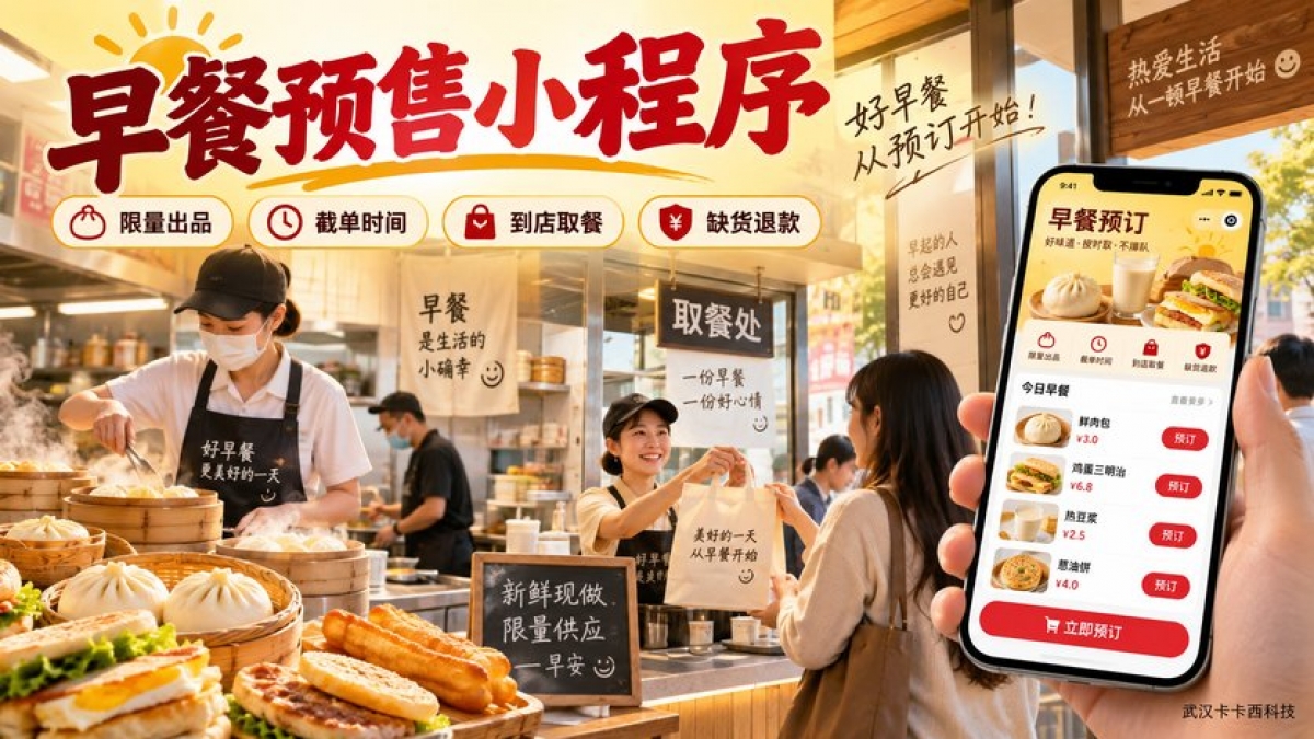 早餐预售小程序怎么做？限量出品、截单时间、到店取餐和缺货退款如何安排