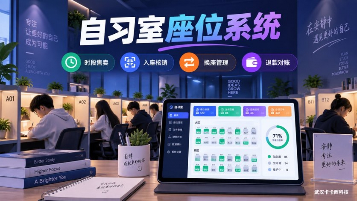 连锁自习室座位运营系统怎么做？时段售卖、入座核销、换座和退款对账如何设计