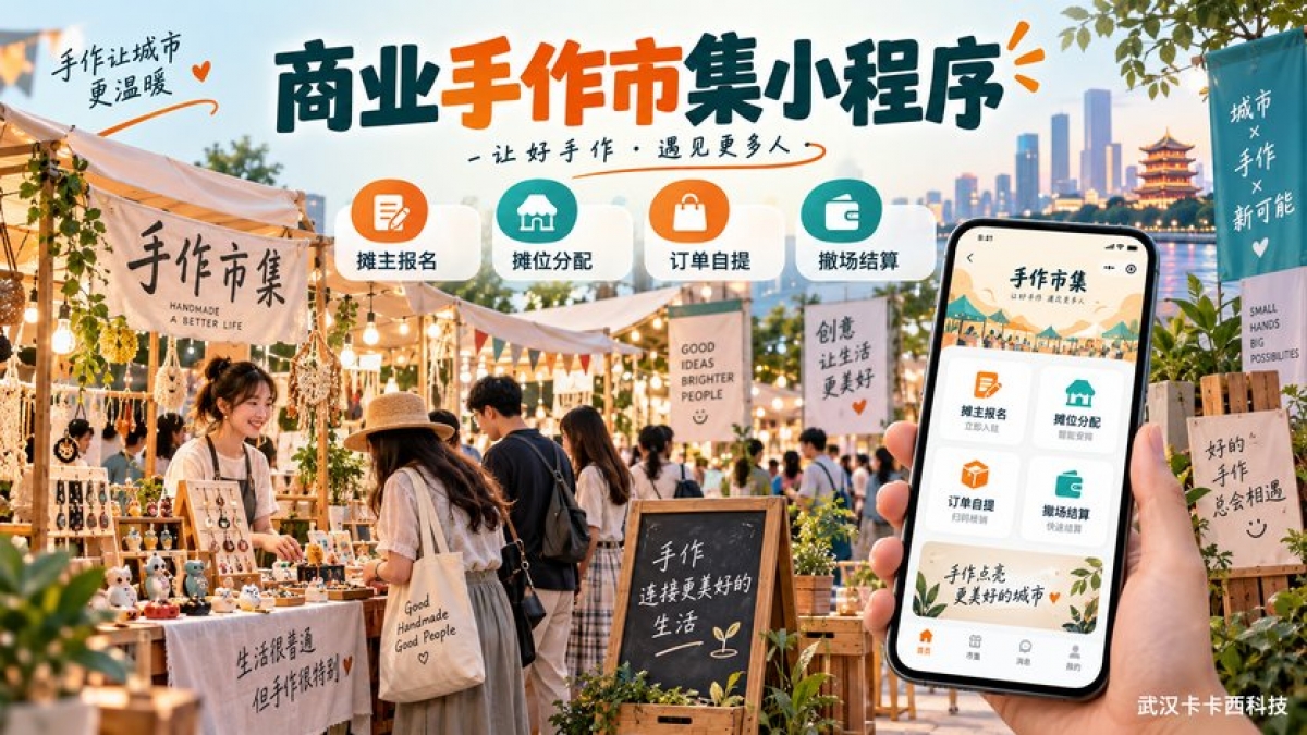 商业手作市集小程序怎么做？摊主报名、摊位分配、订单自提和撤场结算如何安排