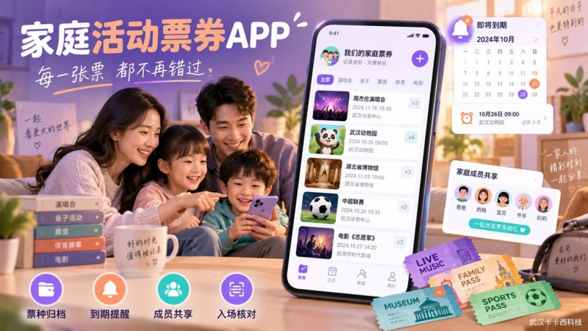 家庭活动票券管理APP怎么做？票种归档、到期提醒、成员共享和入场核对如何设计