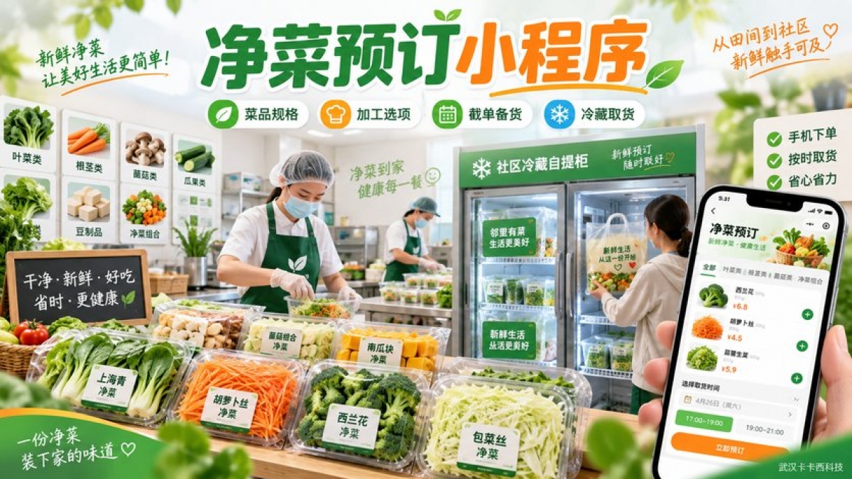 净菜预订小程序怎么做？菜品规格、加工选项、截单备货和冷藏取货如何管理