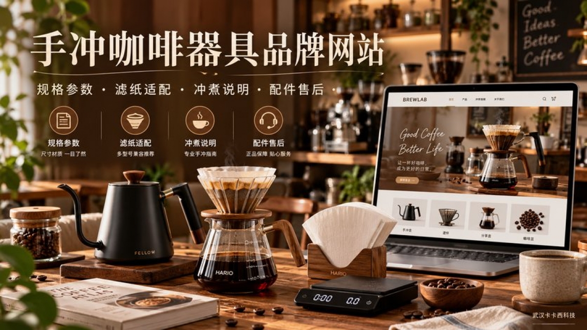 手冲咖啡器具品牌网站怎么建设？规格参数、滤纸适配、冲煮说明和配件售后如何组织