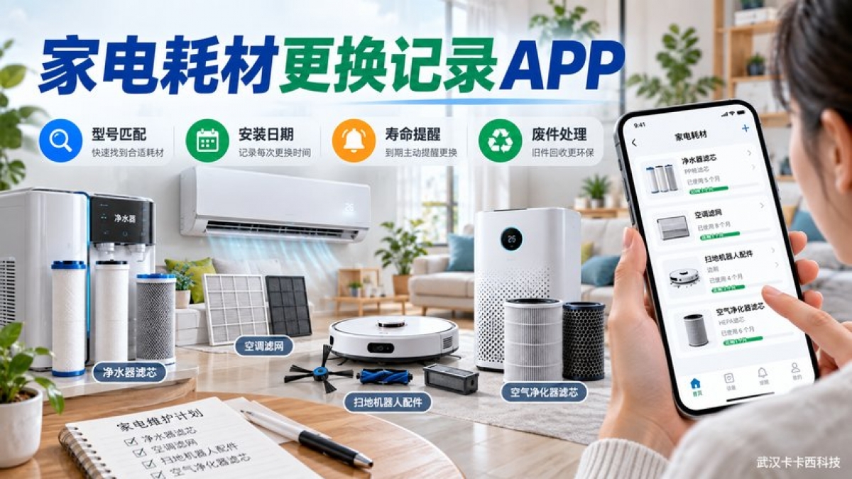 家电耗材更换记录APP怎么做？型号匹配、安装日期、寿命提醒和废件处理如何管理