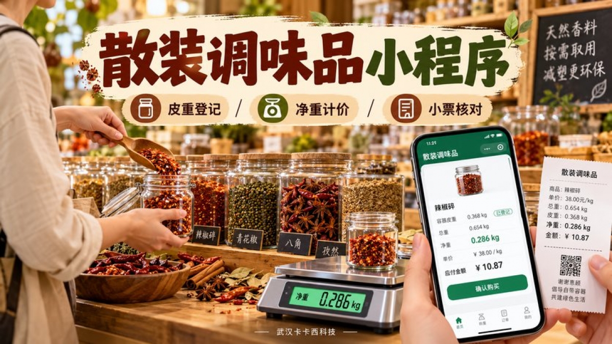 散装调味品小程序如何支持自带容器？皮重登记、净重计价和小票核对怎么做