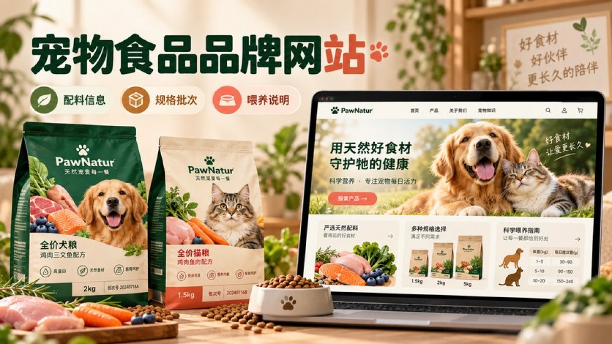 宠物食品品牌网站怎么建设？配料信息、规格批次、喂养说明和购买线索如何组织