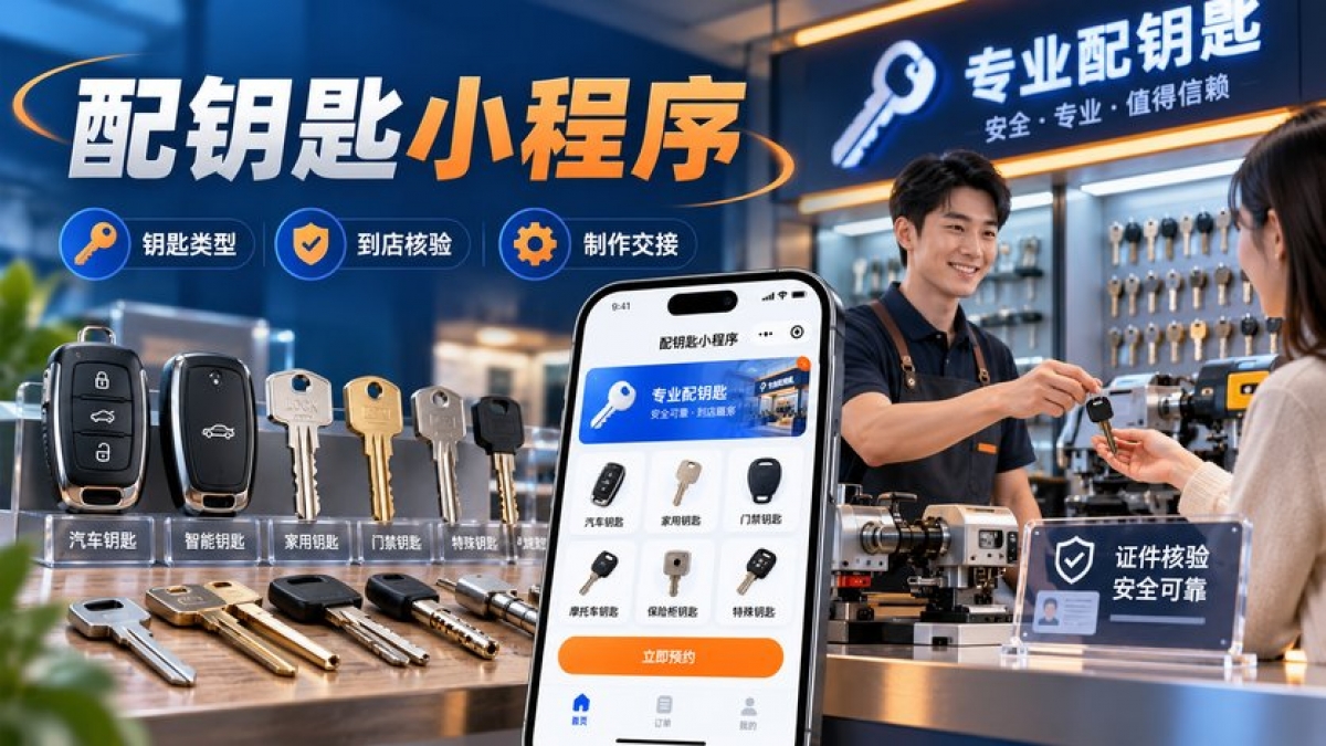 配钥匙门店小程序怎么做？钥匙类型、到店核验、制作交接和敏感信息如何管理