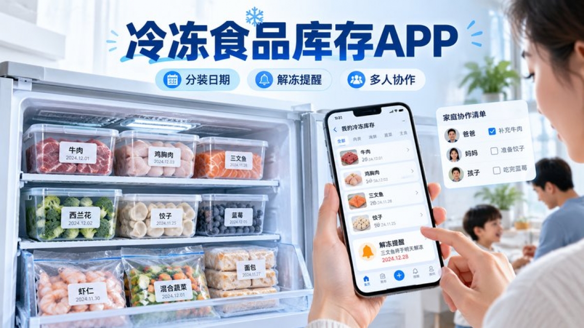 家庭冷冻食品库存APP怎么做？分装日期、位置数量、解冻提醒和多人协作如何设计