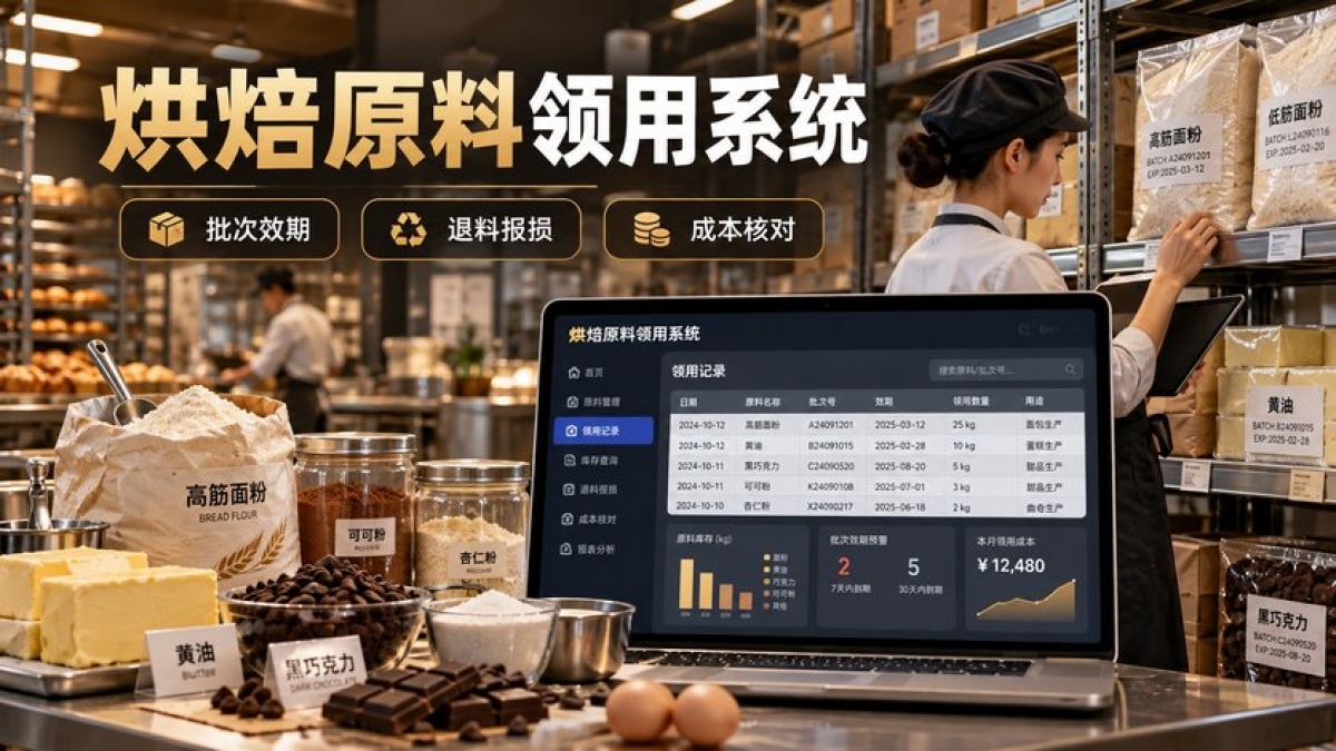 连锁烘焙门店原料领用系统怎么做？批次效期、配方耗用、退料报损和成本如何核对