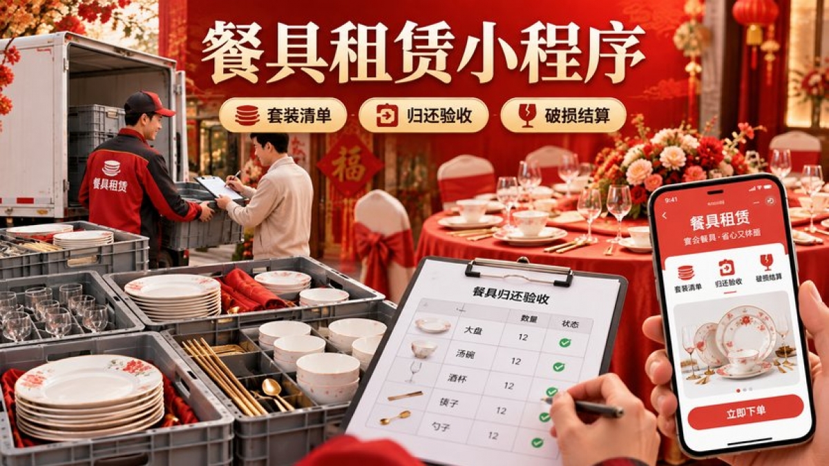 家庭宴席餐具租赁小程序怎么做？套装清单、配送签收、归还验收和破损结算如何管理