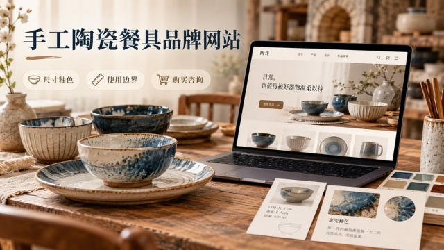 手工陶瓷餐具品牌网站怎么建设？尺寸釉色、使用边界、批次差异和购买咨询如何说明