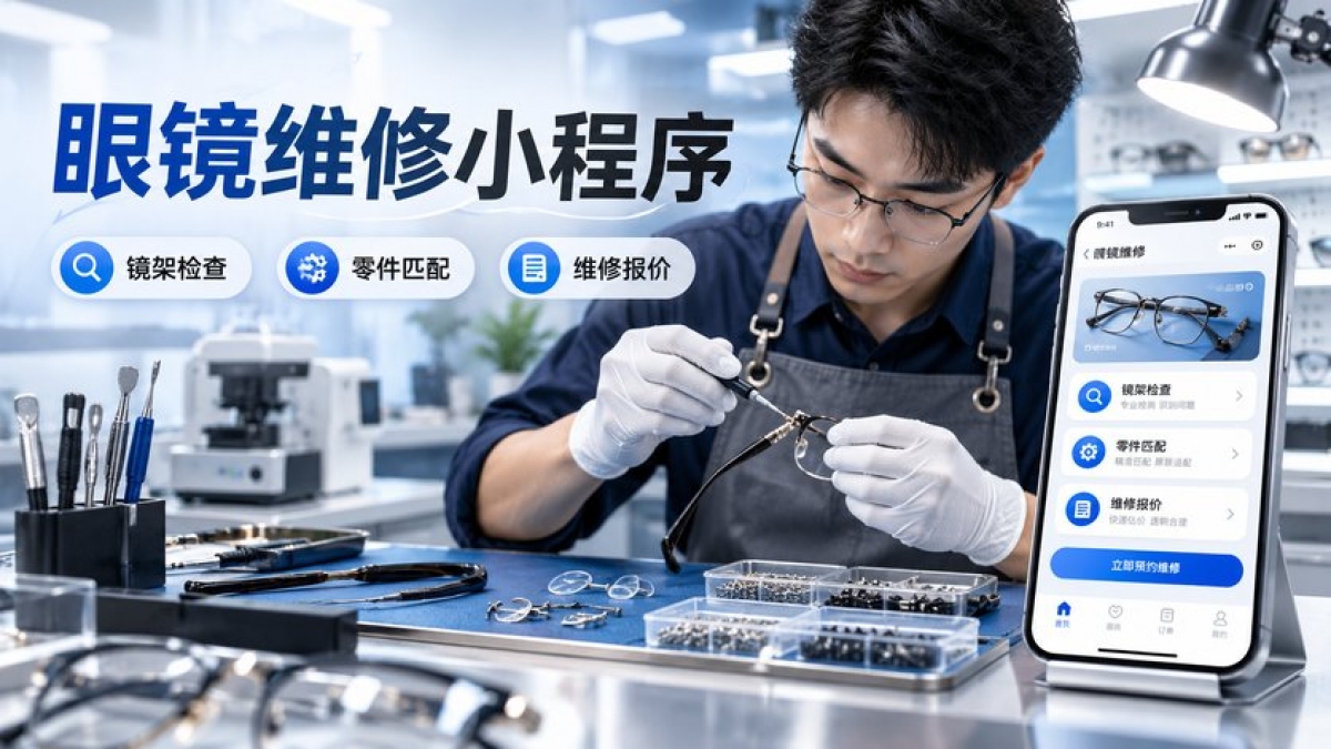 眼镜维修小程序怎么做？镜架检查、零件匹配、维修报价和取镜复核如何管理