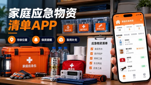 家庭应急物资清单APP怎么做？存放位置、保质提醒、成员权限和取用补充如何设计