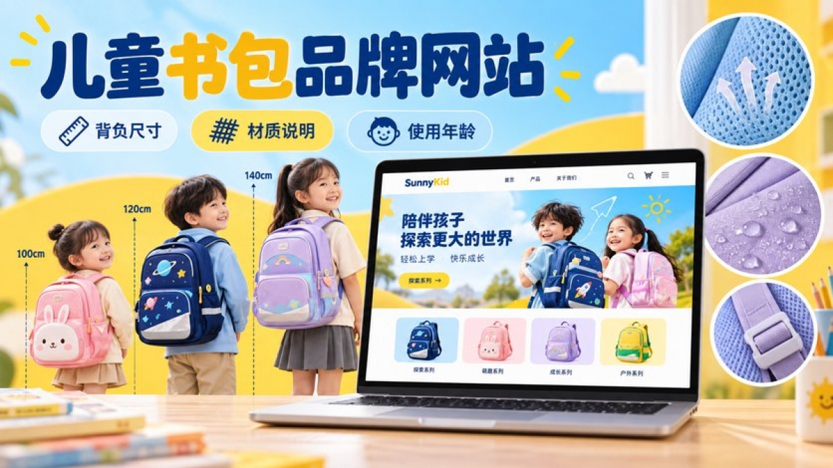 儿童书包品牌网站怎么建设？背负尺寸、材质说明、使用年龄和购买线索如何规划