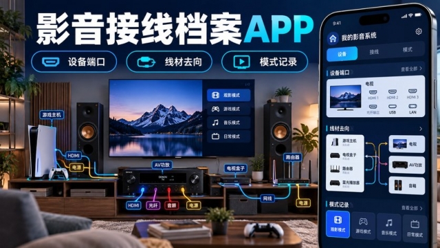 家庭影音接线档案APP怎么做？设备端口、线材去向、模式记录和成员查看如何设计