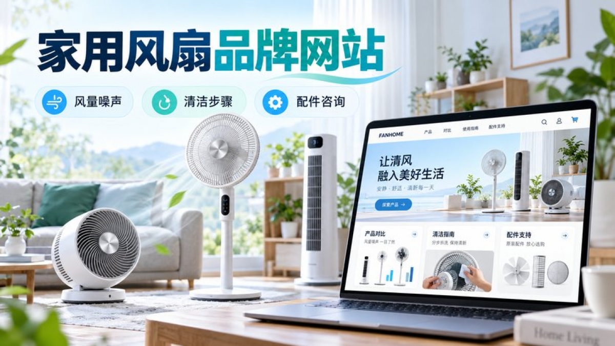 家用风扇品牌网站怎么建设？风量噪声、摇头范围、清洁步骤和配件咨询如何呈现