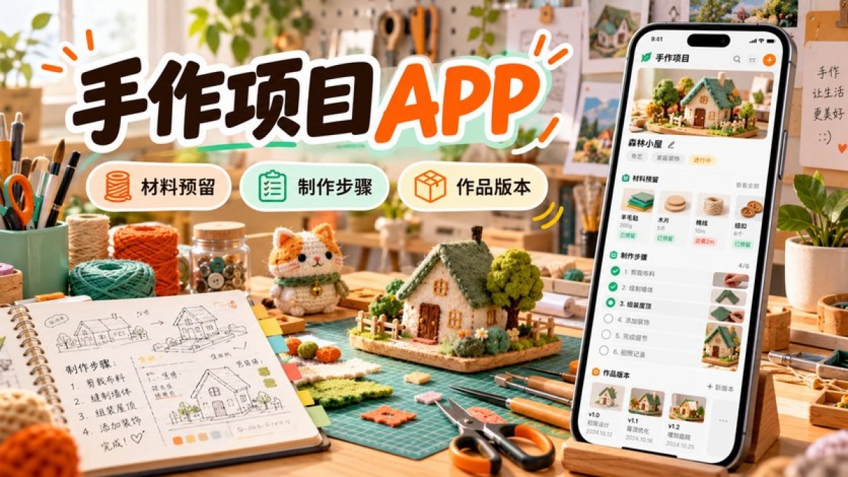 个人手作项目APP怎么做？材料预留、制作步骤、失败复盘和作品版本如何管理