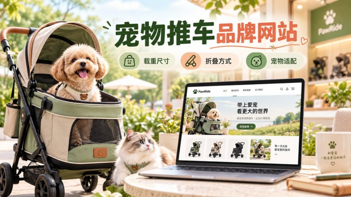 宠物推车品牌网站怎么建设？载重尺寸、折叠方式、宠物适配和试车咨询如何组织