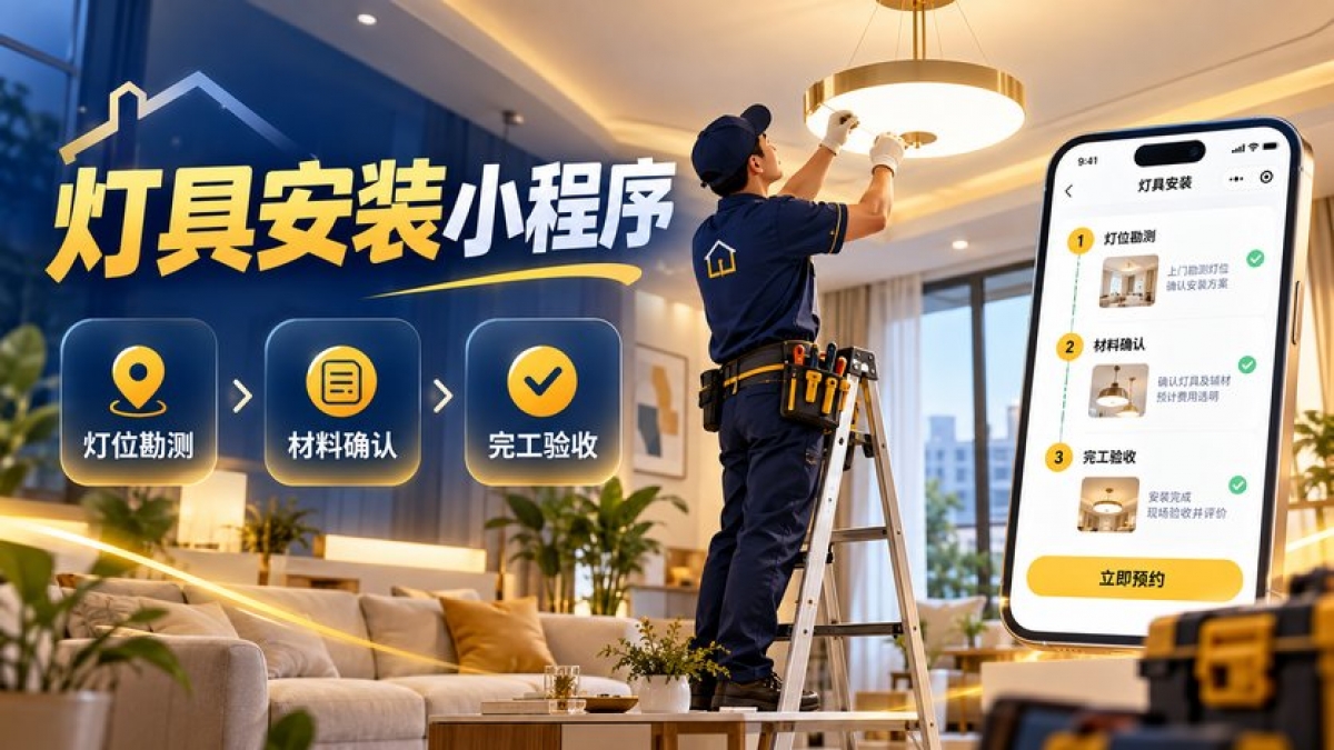 上门灯具安装小程序怎么做？灯位勘测、电路条件、材料确认和完工验收如何管理