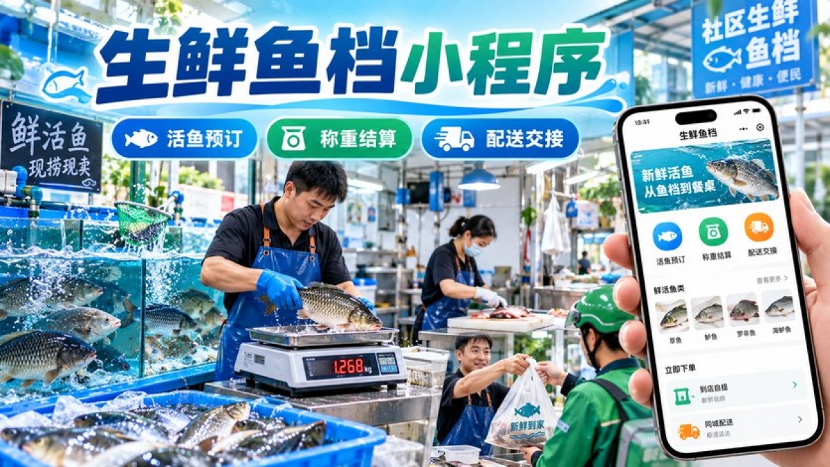社区生鲜鱼档小程序怎么做？活鱼预订、加工选择、称重结算和配送交接如何设计
