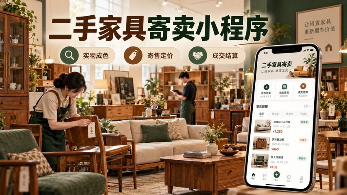 二手家具寄卖小程序怎么做？实物成色、寄售定价、预约看货和成交结算如何设计